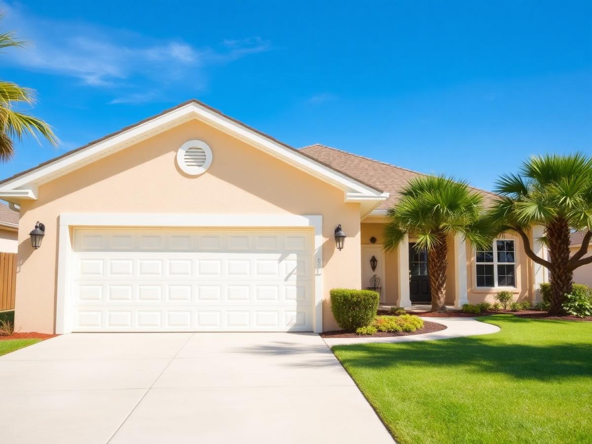 Residential garage door on a bright Lafayette home